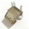 Bangle Gold/Rhodium/Rose Gold Color Rhinestone Open Cuff Wide Chainmail Inlaying Metal Bracelets & Bangles For Women Fashion Jewelry
