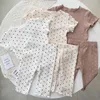 Kläder sätter White Dot Baby Girl Pajamas Suit Summer Thin Casual Home Clothes Outfits 2st/Set Short Sleeped Cräkt