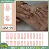 Fałszywe paznokcie brokat fałszywy paznokcie złota linia łaska prasa na narzędzia plastry manicure ładna sztuka z designem do noszenia