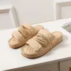 Tasarımcı Sandalet Kadın Ayakkabı Dokuma Sandalet Platform Terlik Kumaş Kenevir Halat Çim Slaytlar Alfabe Dana Derisi Katır Balıkçı Tatil Tarzı Loafer'lar