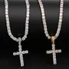 4mm Anhänger Halsketten Männer Frauen Hip Hop Kreuz Halskette mit Zirkon Tennis Kette Iced Out Bling Schmuck Mode Geschenk Z7Uv #