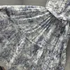 Robes décontractées coton luxe 2023 printemps été Designer femmes encre peinture imprimé à manches longues ceinture robe oscillante