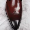 Роскошная бренда мужская оксфордская формальная обувь бордовые черные заостренные шнурки с кружева