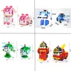 Diecast modelo de carro conjunto de 6 peças poli carro crianças robô brinquedo transformar veículo desenho animado anime figura de ação brinquedos para crianças presente juguetes 230608