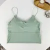 Yoga outfit Women Crop Tops Sexig solid färg Camisole Ice Silk Tube Top Sömlös sporttank Trådlös underkläder vadderad bh -braltettväst