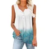 Women's Blouses Summer Women's Shirts 2023 Casual Sleeveless Floral Print Blouse Tank Tops Slim Button Up Crew Neck Vest Camisas Y