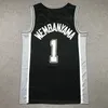 Maglia da basket Victor Wembanyama Spur San Tim Duncan Antonio David Robinson Throwback Nero Bianco Taglia S-XXL