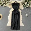 Casual Dresses Summer Sexy Black Sleeveless Slim Bandage Dress Elegant Jacquard Bodycon Long Style Vintage Evening Party