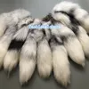 10st/Lot- 40 cm/16 "Real äkta Fox Fur Tail Keychain Costume Party Cosplay Toy Bag Purse Pendant Tassels