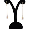 Dangle Earrings Silver 925 Long Gourd-shape Genuine Cultured Freshwater Pearl (7mm White Round Pearls)