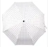 Paraguas 1 pieza negro blanco creativo Plaid paraguas lluvia mujeres Uv plegable para mujeres a prueba de viento