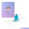 Cartes de voeux 3D Stéréo Creative Crystal Castle Anniversaire Souhaits Carte-cadeau Accessoire Vacances Main Vt1615 Drop Delivery Home Gard Dh4Ij