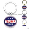 Decorazioni natalizie Trump 2024 Ciondoli in metallo Salva ancora l'America Tempo Gemma Ciondolo Portachiavi Regali Drop Delivery Giardino domestico Festive Dhr16