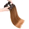 인도 1B/30 OMBRE 2 톤 컬러 13x4 레이스 정면 부드러운 스트레이트 헤어 wefts with whift with prontals