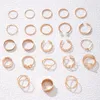 Cluster Rings Simple Pearl Stone Heart Joint Ring Sets For Women Men INS Butterfly Gold Color Jewelry Anillo 23pcs/sets 22727