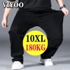 Blazers 10XL överdimensionerad stor storlek Black Casual Pants Mens Sweatpants Elastic Midje Sports Joggers Pants Baggy byxor män streetwear