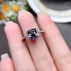 Cluster Ringe Asscher Grau 1CT Moissanit Ring Sterling Sier Damen Hochzeitsfeier Liebe Begegnung mit Geschenkschmuck Designer