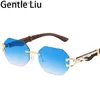 Small Octagon Rimless Sunglasses Men Women Vintage Frameless Sun Glasses for Male 2023 Luxury Brand Leopard Eyewear Shades UV400 L230523