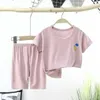 Set di abbigliamento T-shirt estive per ragazze dei ragazzi e pantaloncini elastici Abbigliamento per bambini in cotone Casual per bambini