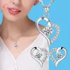 925 Sterling Silver Nuovo arrivo Delicato Vari stili Pesca a forma di cuore Collana Orecchini Set di gioielli per le donne
