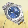 Mens relógio relógios automáticos relógios mecânicos 40mm 904L aço inoxidável azul mostrador preto safira moldura de cerâmica relógios de pulso homem de alta qualidade à prova d'água