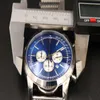 Recién llegado, reloj de cuarzo, reloj para hombre, esfera azul, analógico, banda completa de acero inoxidable, reloj Digital Montre Hommme294F