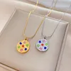 Pendant Necklaces MKOPSZ Gold Color Stainless Steel For Women Fashion Colorful Zircon Disc Necklace Clavicle Chain Jewelry