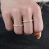 Cluster Rings Minimal Delicate 925 Sterling Silver Clear Thin Cz Band Ring Eternity Gold Color Vermeil Finger For Women