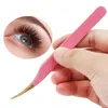 Borstels 1 st roze roestvrijstalen wimper Tweezers Antistatische niet -magnetische professionele Pincet 3D Lashes Extension Tweezer make -upgereedschap