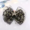 Hair Accessories 8Pcs/Lot Sweet Gold Stars Girls Mesh Bows Crown Clips Princess Korean Hairgrip Pins Party Dance Headdress