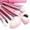Pennelli Set di pennelli per trucco stile moda da 22 pezzi Collezione di kit di strumenti cosmetici Soft Pro con custodia Set di pennelli per trucco rosa Fondotinta in polvere