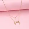 Pendentif Colliers ALYXUY Double couche Pentagramme Collier Ras Du Cou Étoile Lune Clavicule Cadeau Romantique Charme Bijoux Pour Femmes Filles