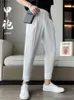 Men's Pants Elegant Casual Blazer Pants Men Korean Fashion Slim Formal Trousers Male Black Dress Pants Classic Suit Pants White Harem Pants L230520