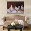 Large Handmade Impressionist Canvas Art Willem Haenraets Painting of Chicken for Office Wall Art