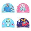 Swimming caps 1-10 year old cartoon animal children's Elastic boy Gilrs Long hair waterproof swimming pool cap P230531