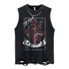 Men's Tank Tops Summer Men Fashion Washed Sleeveless Tshirts Hip Hop Letter Graphic Print Gothic Vests Streetwear Harajuku Cotton Tank Tops 230531