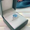 Anelli a fascia Moissanite Acquamarina Anelli di fidanzamento per le donne Romantica fascia nuziale da sposa Festa della mamma Regalo Anniversario Gioielli Anelli Muje J230531