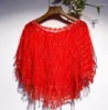 Scarves Women's Spring Summer Red Tassel Mesh Lace Pashmina Female Vintage Sunscreen Cloak Shawl R2942