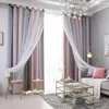 Curtain Curtains For Living Room Kids Girls Bedroom Decoration Ring Type Free Of Punch Gauze Hollow Out Stars Full Sunshade 134x213cm