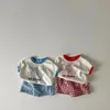 Clothing Sets 2023 Summer Baby Cute Ice Cream Print Clothes Set Infant Boy Short Sleeve T Shirt 2pcs Cotton Girl Plaid Shorts 230531