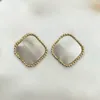 Womengirls 18k Fashion Vintage Four Leaf Clover Clover Серьги с заклинанием задним числом серебристого золота с серебряным золотом агат День матери Валентина U9et#