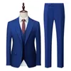 Men's Suits ( Jacket Vest Pants ) Solid Color Business Men's Suit Set For Groom Wedding Party Tailcoat