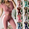 Chándales Mujer sexy yoga Chándal fitness playa Crop Top Running ropa deportiva mini corte de verano conjunto P230531