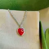 2023 New designer jewelry bracelet necklace ring 925 interlocking neck chain enamel red blue love pendant for women