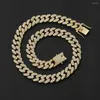 Kedjor 12mm Crystal Cuban Link Chain Hip Hop Iced Out Necklace Bling Jewelry AC003