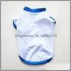 Dog Apparel Sublimation Blanks Clothes White Blank Puppy Shirts Solid Color Small Dogs T Shirt Cotton Pet Outwear Supplies Drop Deli Dhrau