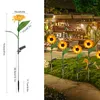 Dekorativa blommor Solar Led Artificial Sunflowers Flower Decorations For Garden IP65 Waterproof Pathway Light Outdoor Wedding Decor 78cm