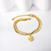 Bracciale in acciaio inossidabile placcato oro Pvd 18k libero all'ingrosso Braccialetto di fascino della catena dei gioielli impermeabili di modo su ordinazione all'ingrosso