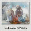 Oeuvre populaire deux amis sur la plage moderne toile Art peint à la main Willem Haenraets paysage salle à manger décor