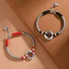 Strand FoYuan Silberfarbenes Vintage-Armband mit Bergtraum-Seelöwen-Friedensschnalle, handgewebtes Handseil für Herren und Damen